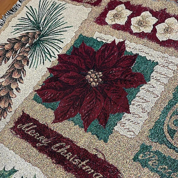 Pure Country Weavers Christmas Collage Ruth Levinson Cotton Throw Blanket 63x50 - Picture 3 of 5